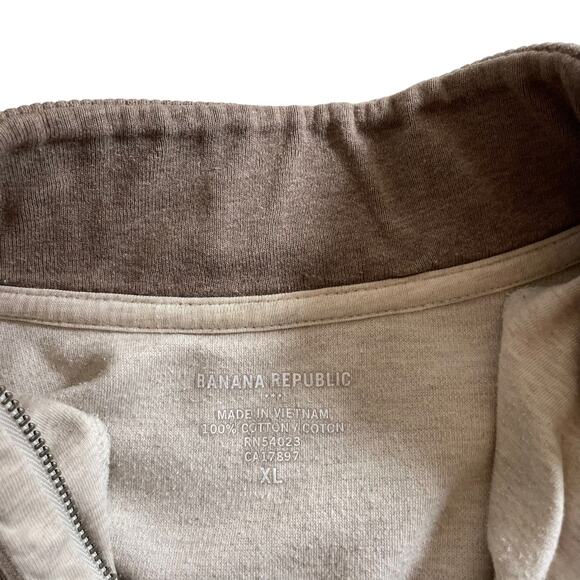 BANANA REPUBLIC Mens 100% Cotton Quarter Zip Knit Sweater Beige Size XL Pullover - Picture 7 of 11